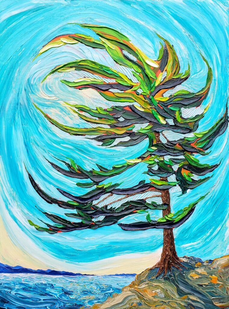 Northern Pine, by Ashley Toner. Acrylic on canvas. 40x30. $900