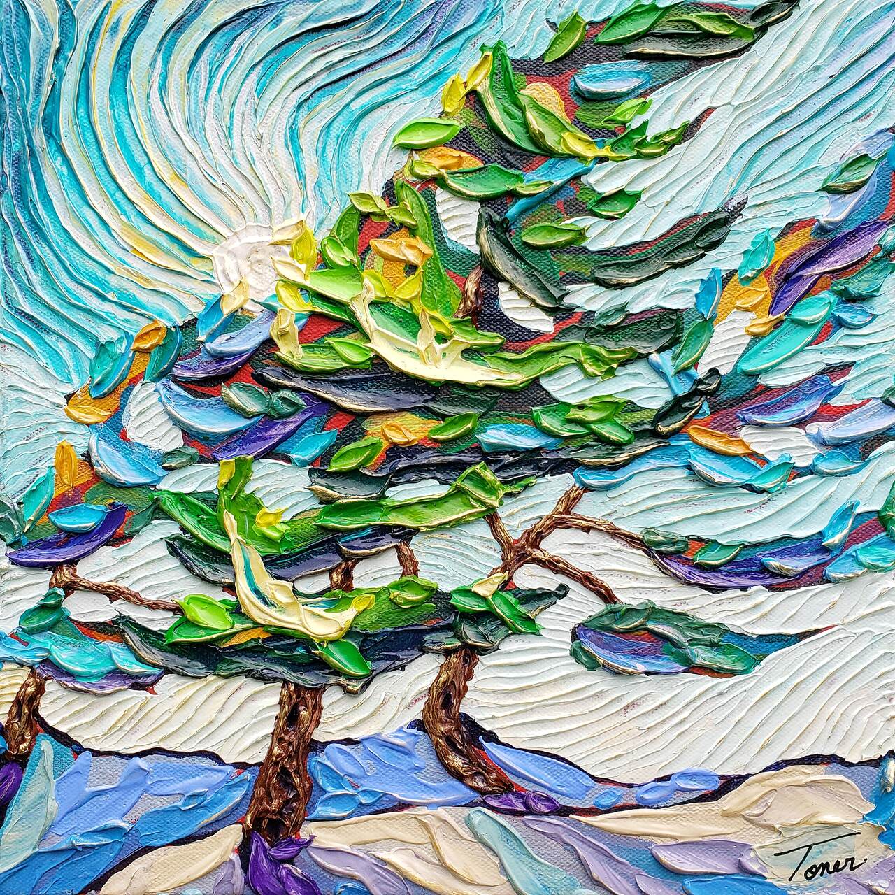 Windswept View, by Ashley Toner. Acrylic on canvas, 12 x 12. $300